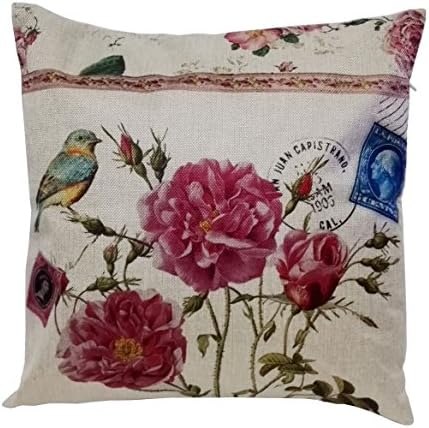 Weimei Square Decorative Throw Pillow Case Cushion Cover Throw Pillows Bird and Pretty Pink Blossoms 18in X 18in One Side Printed