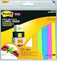 Post-it Super Sticky Removable Label Pads, Assorted Neon Colors and Sizes, 21 Pads, 525 Labels per Pack (2900-M21)