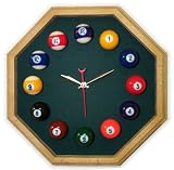 13in Octagon Billiard Clock Oak & Spruce Mali Felt