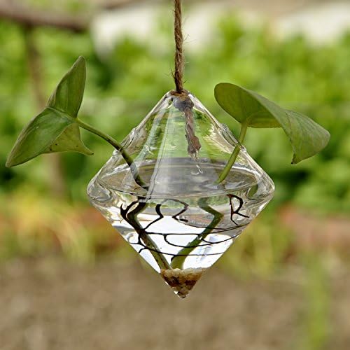 Pretty Transparent Rhombus Crystal Glass Flower Plant Vase Terrarium Hydroponics Hanging Wedding Home