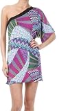 Patchwork Design Off Shoulder Soft Jersey Feel Stretch Short Dress