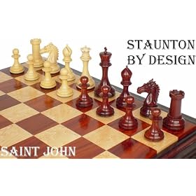 Saint John Staunton Chess Set in Red Sandalwood and Boxwood - 4.4 King by thechessstore