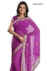 Saree Magenta Flora Lehariya Printed Saree