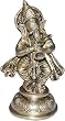 Standing Statue Ganesha Brass Playing Shehnai 2.25 x 2.5 x 5.5 inches