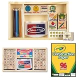 Melissa & Doug Deluxe Alphabet and Classroom Stamp Sets with Crayola Construction Paper (96 Count)