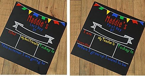 Personalized First and last day of School Chalkboard Sign- Primary Colors