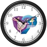 Two Ballerinas - Ballet Dancers Montage Wall Clock by WatchBuddy Timepieces (Slate Blue Frame)