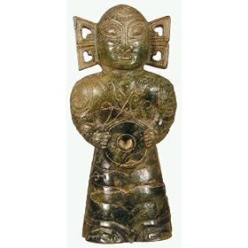 Jade Sculpture Shaman Priest With Bi Ring Offering To Heaven
