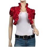 Sexy Red Ruffled Collar Cropped Wrap Plus Size Bolero Shrug