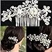 Bridal Wedding Flower Crystal Rhinestone Hair Clip Comb Pin Diamante Silver with Gift Bag