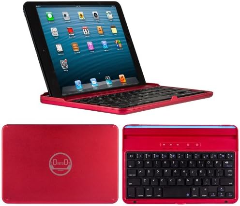 CoverBot iPad Mini 3, iPad Mini Retina Display and iPad Mini Keyboard Case and Stand RED - Aluminum Bluetooth Keyboard Case with Integrated iOS Command Keys for iPad Mini
