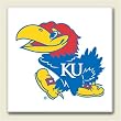 AbsorbaStone Coaster set~ University of Kansas Jayhawks ~ 4 Tile Drink Coasters ~ code 957C