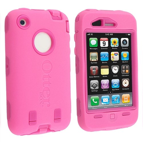 Pink Otterbox Defender Series Case for the Apple iPhone 3, Apple iPhone 3G and Apple iPhone 3GS (PINK)