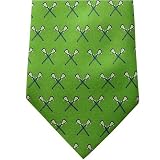 Lacrosse Crossed Sticks Tie Green - 100% Silk