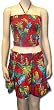 Flirty Skirt and Tube Top Set, Parrots on Red