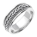 14K White Gold Braided Mens Wedding Band Ring 7mm