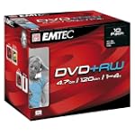 EMTEC 4.7 GB 4x Silver Single-Layer ReWritable Disc DVD+RW, EKOVPRW47104JCN, 10-Discs with Jewel Cases