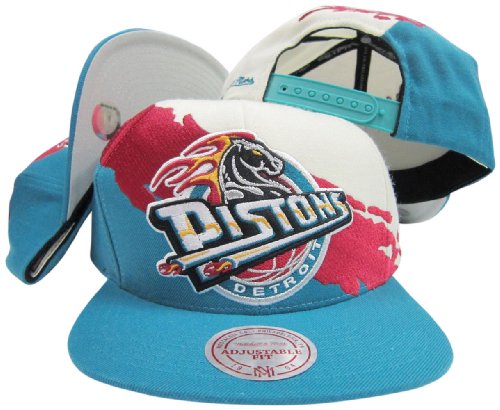 Detroit Pistons Snapback Adjustable Plastic Snap Mitchell & Ness Hat / Cap