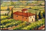 Vineyard Villa by Joanne Morris - Tuscan Landscape Tumbled Marble Tile Mural 16