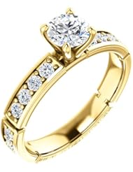 14K Yellow Gold Round Cut Diamond Ring -- LIFETIME WARRANTY