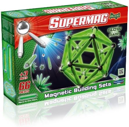 Plastwood SuperMaxi Glow in The Dark Magnetic Construction Set, 66-Piece