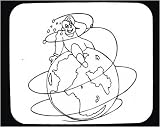 Mouse Pad with man, black and white , humor, dizzy, Earth, top, spinning, globe, sitting, geography, world, spherical, planet, joke, orb