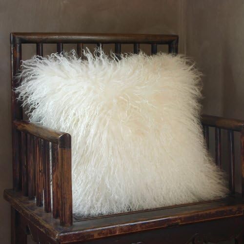 White Mongolian Lamb Pillow