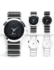 4 PCS Mix Mens Women Lady Silver Black Sport Black Dial Quartz Wrist Watch LOTW030