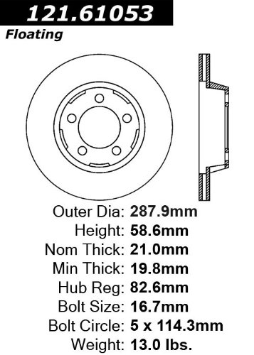 Centric Parts 120.61053 Premium Brake Rotor  
