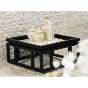 Black Wood Frame with Natural White Shell Inlay Breakfast Tray