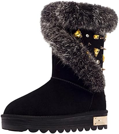 Xanyi Women's Luxery Full Fur Lined Insulated Winter Snow Boot 36EU Black