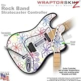 Kearas Flowers on White WraptorSkinz Skin fits Rock Band Stratocaster Guita ....