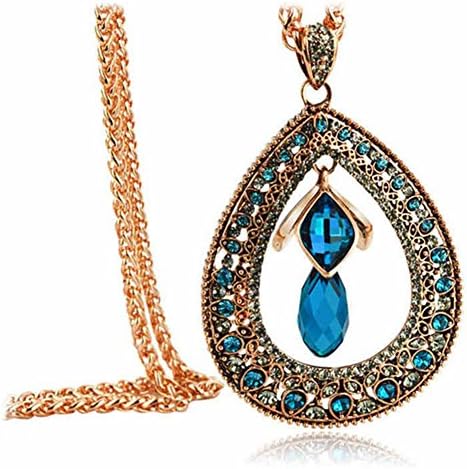 Dasion Democratic Wind Restoring Ancient Ways Show Women's Elegant Long Necklace(Blue)