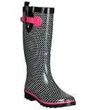 Capelli New York Ladies Shiny Tiny Single Color Dots Printed Ladies Sporty Rain Boot