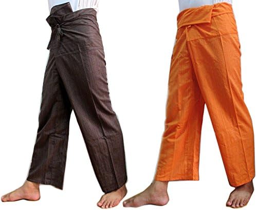 Best Seller "Thaismile" (Double) 2 X Striped Thai Fisherman Wrap Pants Trousers