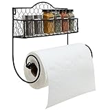 Wall Mounted Rustic Black Metal Kitchen Spice Rack & Paper Towel Holder / Bathroom Basket & Towel Bar