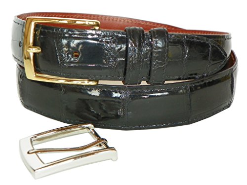 Charles Underwood Men's Genuine Alligator Belt with 2 Classic Buckles