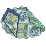 April Cornell Vanessa Light Blue Oval Placemat