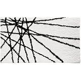 InterDesign Microfiber Abstract Bathroom Shower Accent Rug, 34 x 21, Black/White