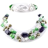 AugustinaJewelry Double Strand Necklace made of Freshwater Cultured Pearls, Cystals and Facet Stones *** AugustinaJewelry Special Design !