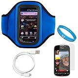 Blue Durable Neoprene Exercise Sports Workout Armband with Adjustable Velcr ....