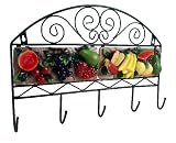 Wrought iron wall decor w/hooks Tuscany Fruits 3-D