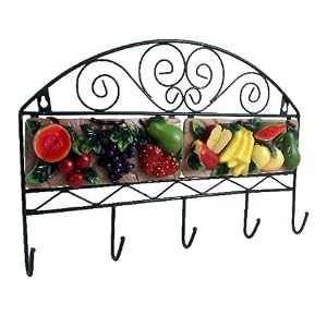 Wrought iron wall decor w/hooks Tuscany Fruits 3-D