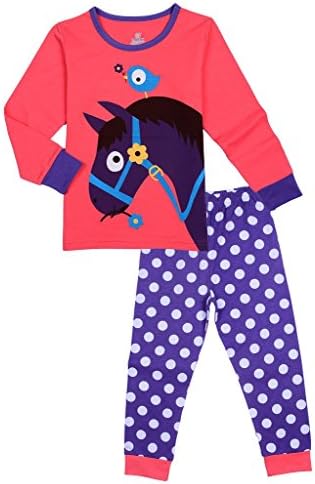 Comhoney Horse Red Girls Pajamas 2 PCS Sleepwear Polka Dot kid clothing set 2T