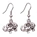 Yazilind Tibetan Silver Cute Fat Carve Flower Elephant Ear Wire Hook Dangle Earrings