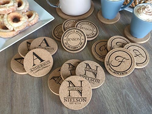 Personalized Thick Cork Coasters - Set of 4! - 4 Amazing Designs!