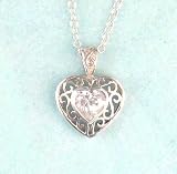 51x9cV0eQSL. SL160  Filigree Crystal And Sterling Silver Heart Necklace