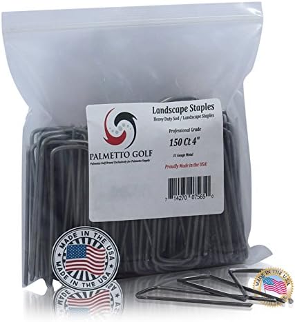 Palmetto Golf 150 Ct 4" 11 Gauge Heavy Duty Metal Professional Metal Sod / Landscape / Garden / Lawn Staple and Fabric Pins / Pegs / Stakes - MADE IN THE USA