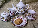 11 Piece Fine China Chintz Full Size Tea Set - Includes Tea Pot, Teacups, Sugar &... by The Queen's Treasures