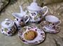 11 Piece Fine China Chintz Full Size Tea Set - Includes Tea Pot, Teacups, Sugar & Creamer and Plates